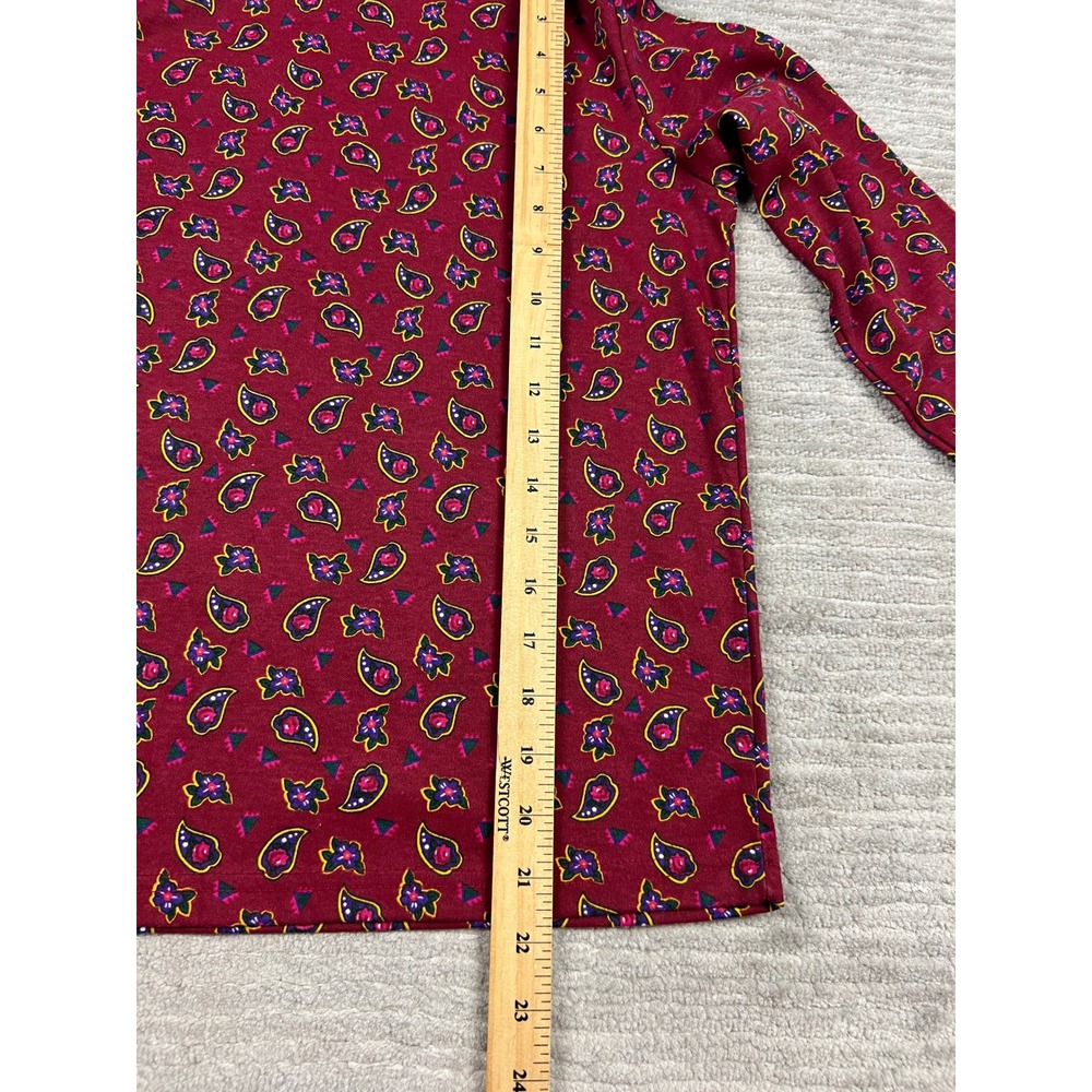 Youngland Turtleneck Women M Burgundy Paisley Floral Vintage 90s Long Sleeve Top - Picture 7 of 14